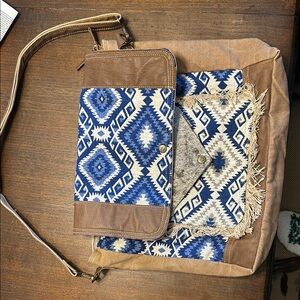 Bohemian Blue and Brown Patterned Shoulder Bag